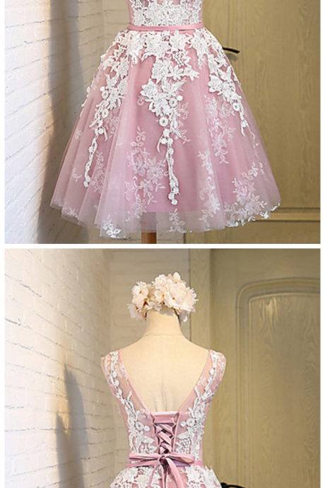 Homecoming Dresses With Lace, Round Neck Homecoming Dresses, Organza Homecoming Dresses, Lace Up Homecoming Dresses, Homecoming Dresses, Juniors