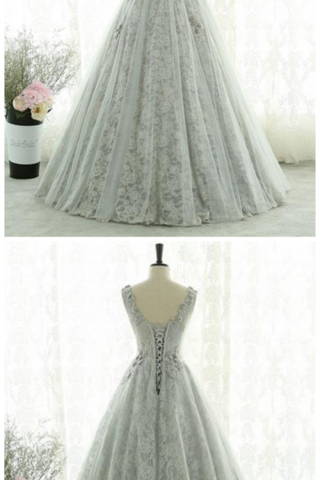 Y Lace Tulle Long Prom Dress, Evening Dress