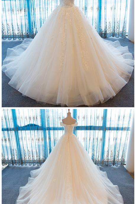 High Quality Off The Shoulder Wedding Dresses Vintage Appliqued Tulle A-Line Handmade Bridal Gowns Vestido De Noiva Lace Bridal Dresses