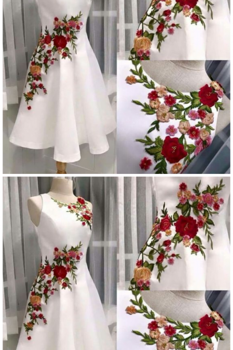 Embroidery ,flowered,A-line, Homecoming Dress, Short Party Dresses,Evening Dress,Ball Gown Evening Dresses ,Prom Gown