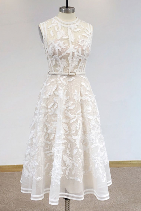 High Neck Tulle Lace Prom Dress Lace Evening Dress