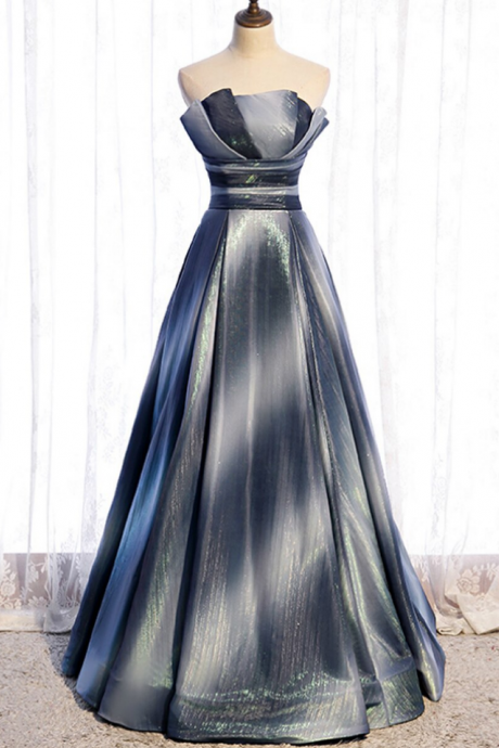 A-line Strapless Pleats Sleeveless Prom Dress