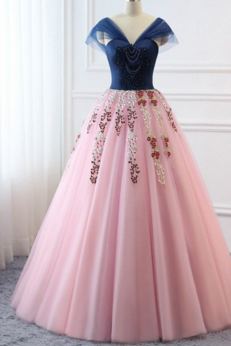 Prom Dress Ball Gown Long Quinceanera Dress Floral Flowers Masquerade Prom Dress Wedding Bride Gown