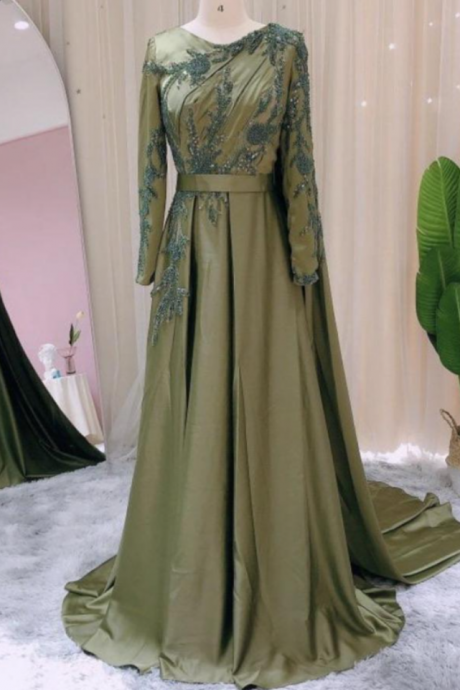 Custom Made Prom Dress Long Sleeves Dubai Evening Dresses Muslim Women Wedding Party Gowns 2021 Elegant Modest Arabic Engagement