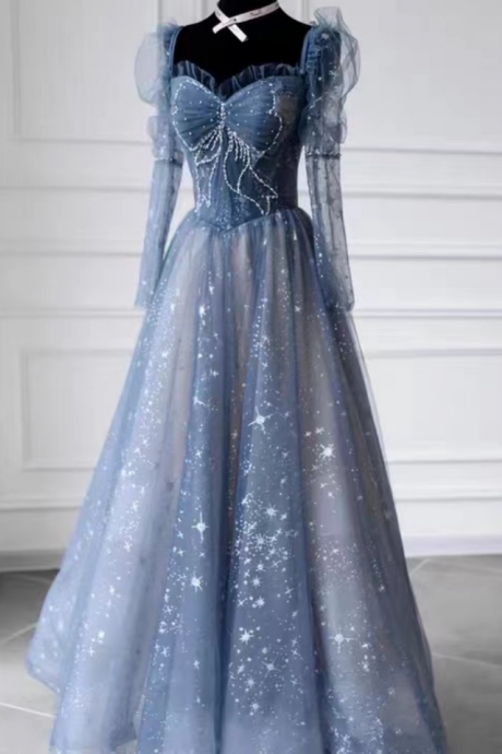 Long Sleeve Prom Dress, Temperament Evening Dress,princess Dress,custom Made