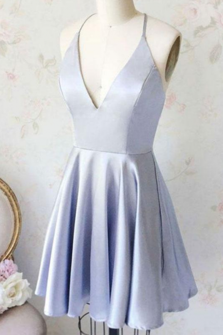 Simple V Neck Short Prom Dress, Homecoming Dress