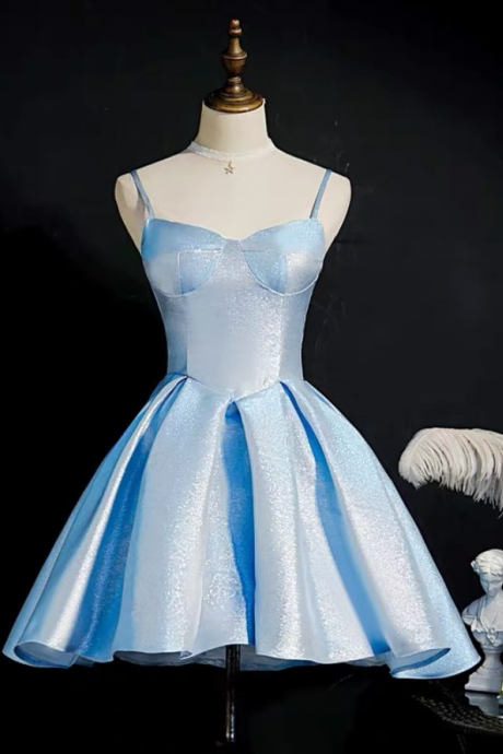 Sky Blue Evening Dress, Short Birthday Evening Dress, Princess Dress Temperament Socialite Dress,custom Made