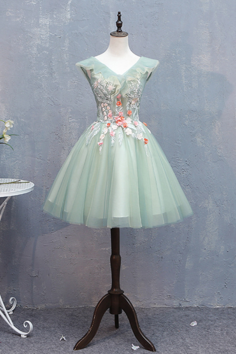 Color Gauze Dress, Host Bouffant Dress, Spring V-neck Evening Dress,custom Made