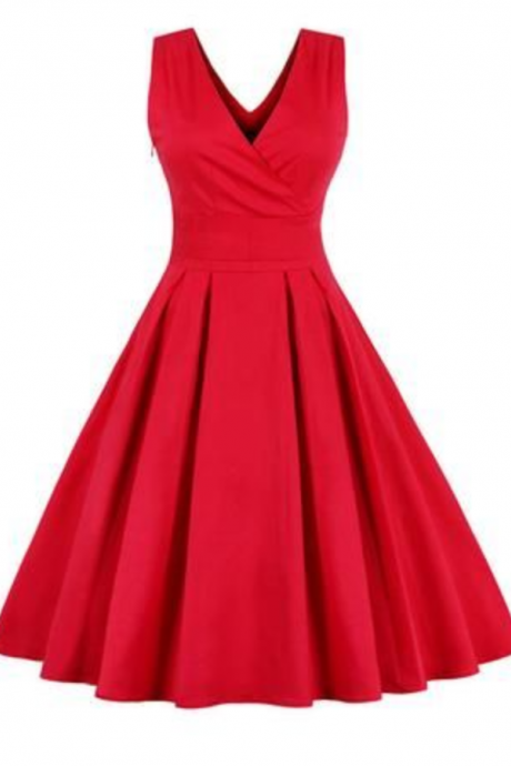 Vintage Pleated Homecoming Dress, V Neck Homecoming Dress
