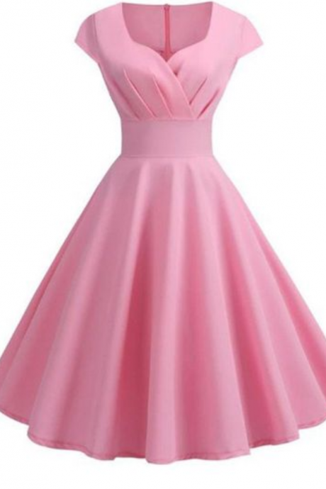 Pink Summer V Neck Vintage Homecoming Dress