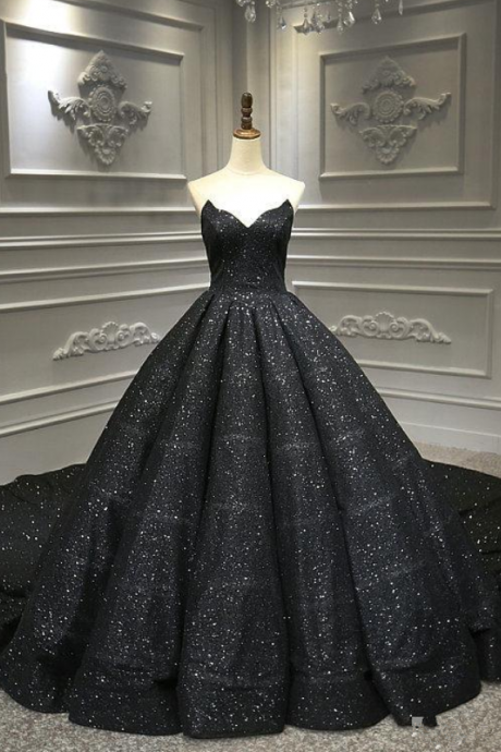Sparkly Sequined Ball Gown Prom Dresses Luxury Strapless Lace-Up Back Evening Gown Plus Size Open Back Formal Party Wear