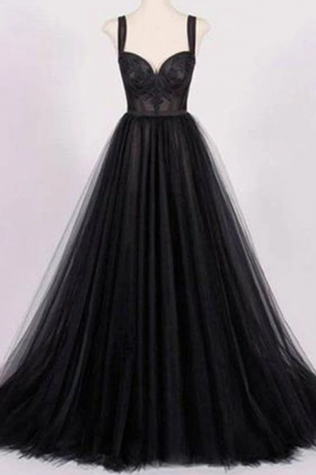 Prom Dresses Black Tulle Dress, Princess Simple Dress, Prom Dress, Evening Dress, Wedding Guest Dress, Corset Dress