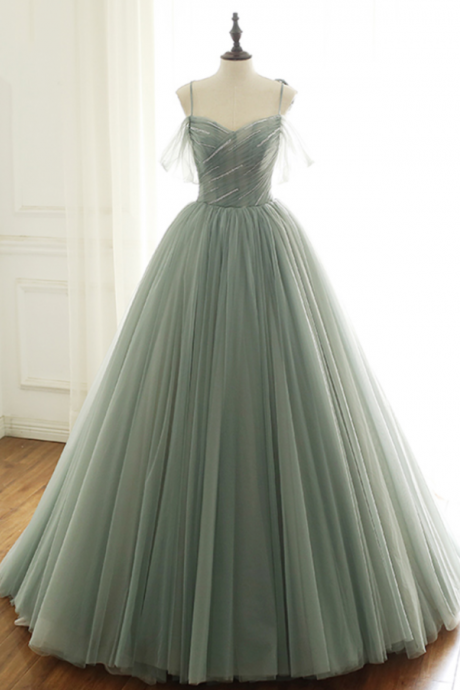 Elegant tulle long prom gown