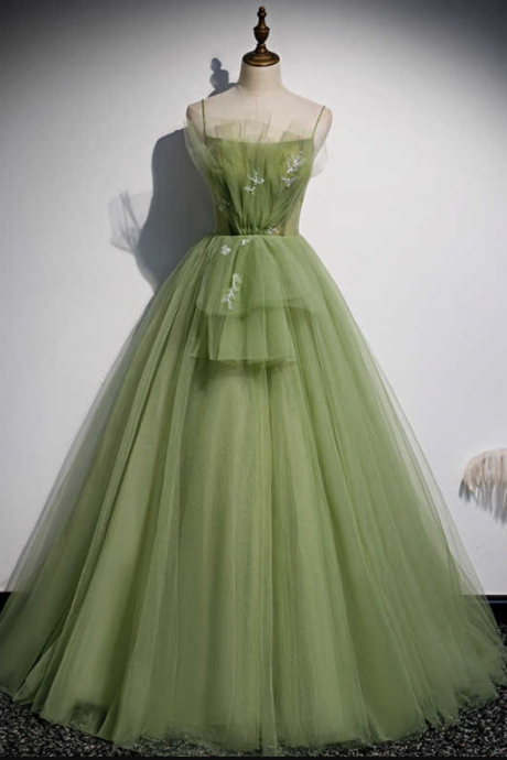 Simple A Line Long Tulle Prom Dress Sexy Evening Dress