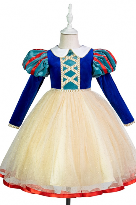 Snow Cosplay Costume Children Birthday Party Prom Evening Long Sleeve Autumn Princess Dresses Kids Vestidos Baby Girls Clothes
