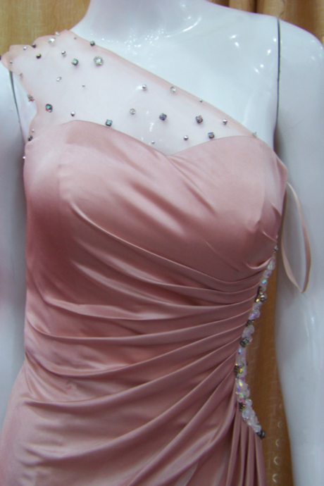 Fashion Prom Dress,Satin Prom Dress,One-Shoulder Prom Dress