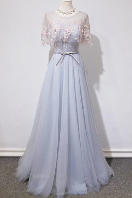 Prom Dresses Lace Applique Long Senior Prom Dress, Evening Dress