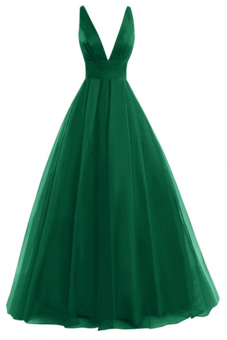 Deep V Neck Prom Dress, Formal Evening Gowns, Green Prom Dress, Sexy Back Prom Dress, Simple Prom Dress, Cheap Prom Dress, Woman Dresses