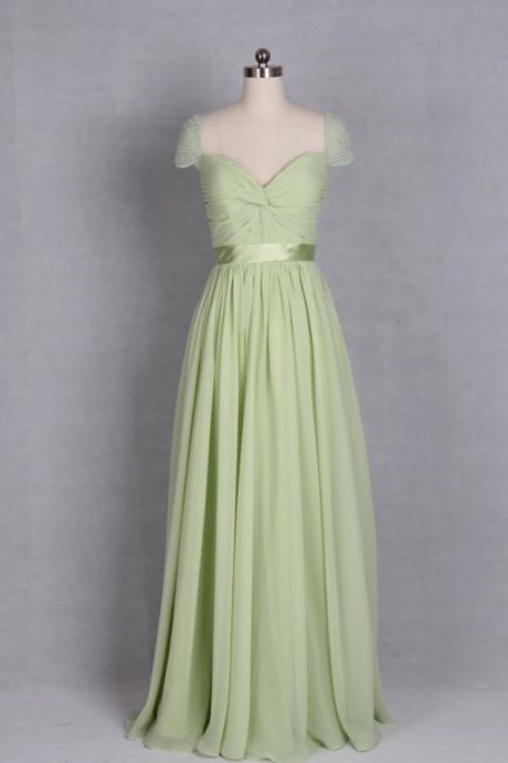 Custom Made High Quality Prom Dress,a-line Prom Dress,chiffon Prom Dress,v-neck Prom Dress, Pleat Prom Dress