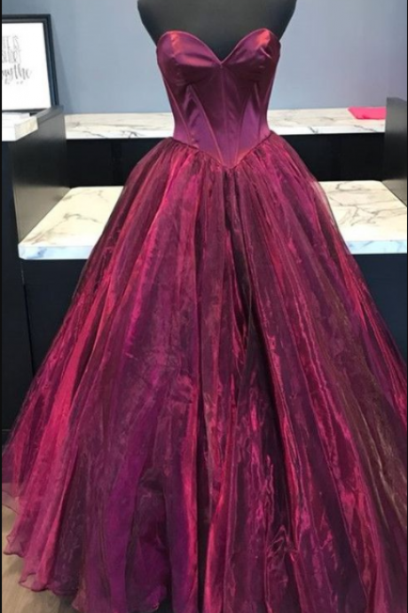 Sweetheart Burgundy Long Prom Dress Party Dress, 2018 Prom Dress Formal Evening Dress