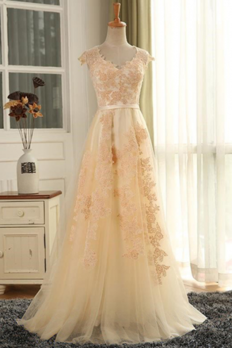 Elegant Long Customize Senior Prom Dress, Tulle Evening Dress