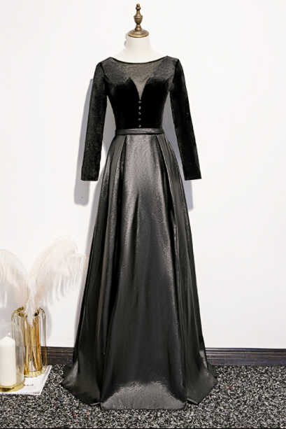 Black Dress Banquet Long Slim Dress For Women