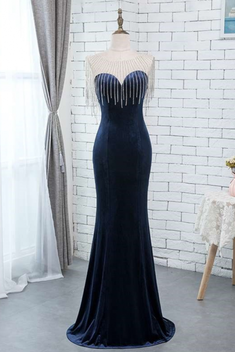 Women's Light Luxury Niche High-end Blue Celebrity Banquet Temperament Fishtail Skirt