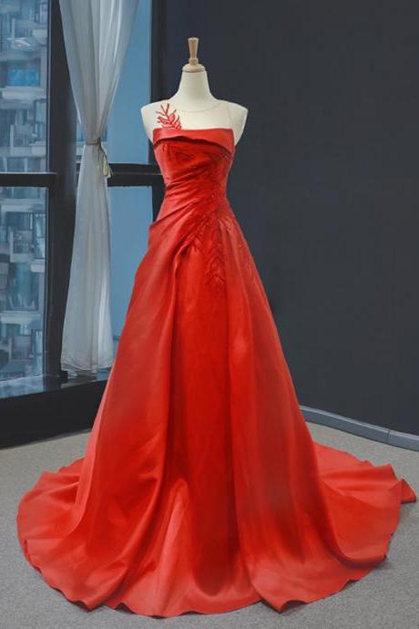 prom dresses Tube top dress 2022 fashion new trailing queen aura satin pleated dress skirt prom dress