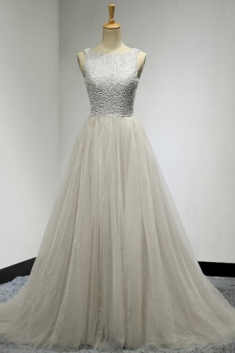 Tulle Prom Dress,silver Prom Dresses, Prom Dress,beaded Prom Dresses, Tulle Banquet Gowns, Celebrity Dresses, Wedding Party Dresses