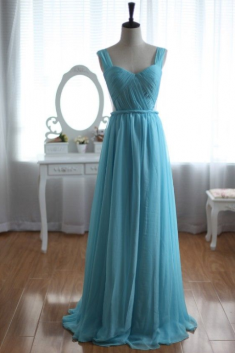 Handmade High Quality Blue Chiffon Floor Length Prom Dresses, Blue Prom Dresses, Long Prom Dress, Prom Dress,evening Dresses