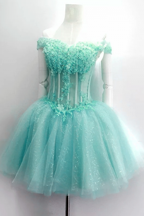 short prom dress, strapless prom dress,lace homecoming dress,elegant party dress