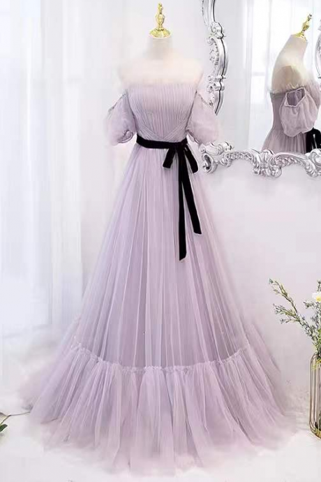 Purple evening dress ,off-shoulder prom dress, light luxury dress,custom made