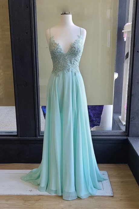 Cute chiffon lace long prom dress evening dress