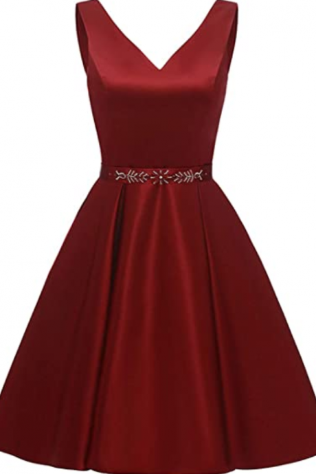 Homecoming dresses Fashion Short Satin Bridesmaid Dresses A Line V Neck Formal Gowns Wedding Party Dresses