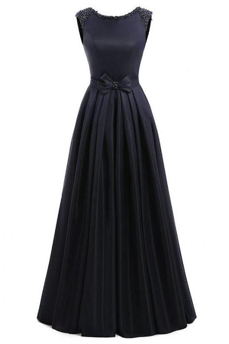 prom dresses Satin Prom DressesFashion A-line Floor Length Beaded Formal Women Party Dress