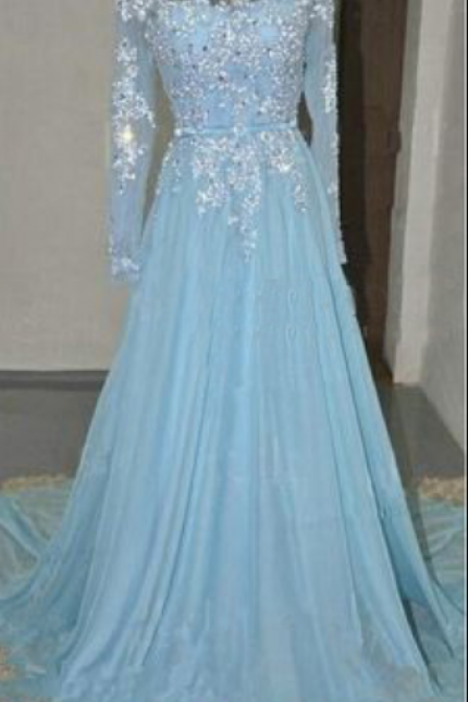 Long Prom Dress, Prom Dress, Blue Prom Dress, A-line Prom Dress, Backless Prom Dress, Dress Gown