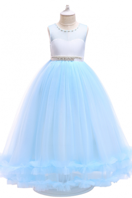 Flower Girl Dresses, New bow mesh princess dress long dress girl flower girl skirt dress dress