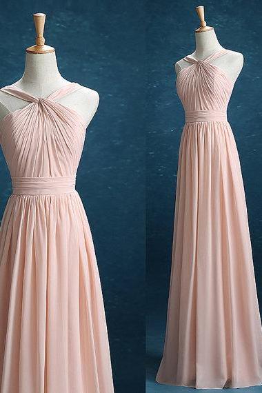High Quality Pink Chiffon Bridesmaid Dresses, Wedding Party Dress, Simple Lovely Prom Dresses