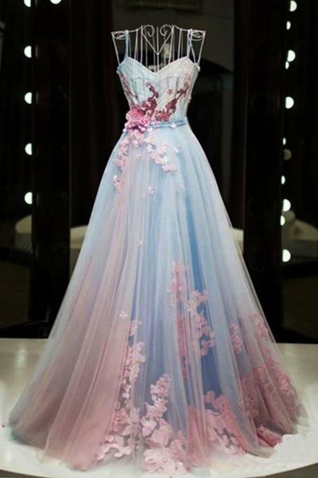 Long A-line Open Back Prom Dress, Beaded Evening Dress