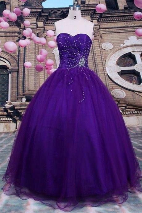 Sexy Purple Beads Quinceanera Dresses Ball Gown For 15 Prom Party Dress Custom Prom Gowns Sweet 16 Dresses