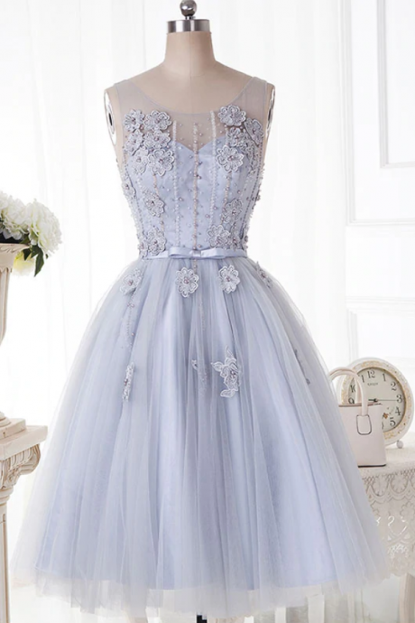 Homecoming Dresses,cute Round Neck Lace Tulle Short Prom Dress, Homecoming Dress