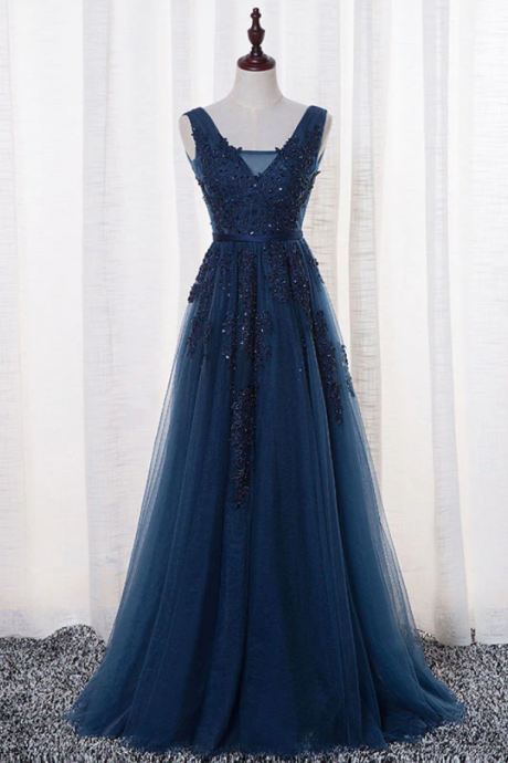 Prom Dresses,lace Tulle Long Prom Dress, Lace Evening Dress