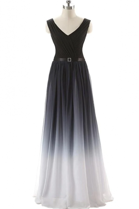 Prom Dresses,real Beauty Gradient Chiffon Up Lace Prom Dresses