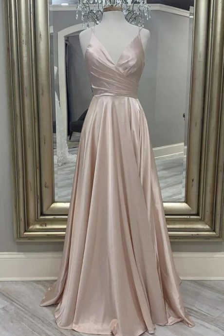 Prom Dresses,satin Long A Line Prom Dress Simple Evening Dress