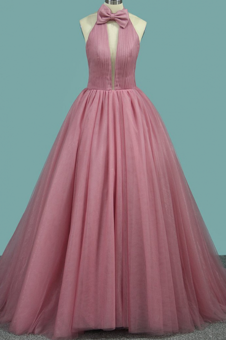 prom dresses,Simple Style Prom Gown High Neck A-Line Sweep Train New Arrival