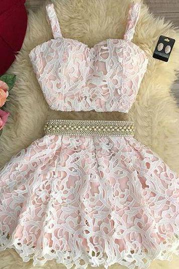 Adorable Homecoming Dress,two Piece Homecoming Dresses,a-line Homecoming Dress,lace Homecoming Dress,short Party Dresses,short Homecoming