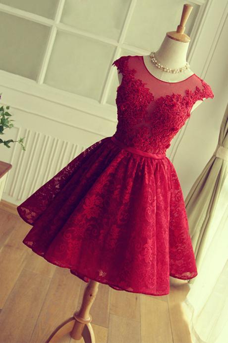 Luxurious Homecoming Dresses,scoop A-line Homecoming Dresses,short Homecoming Dress,lace Homecoming Dress
