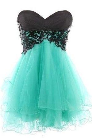 Vintage Sweetheart Tulle Short Prom Dress,cute Homecoming Dress,black Lace Short Cocktail Dress,tulle Skirt Prom