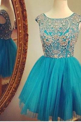 Homecoming Dress, Luxury Beading Dress, Tulle Ball Gown For Cocktail,party
