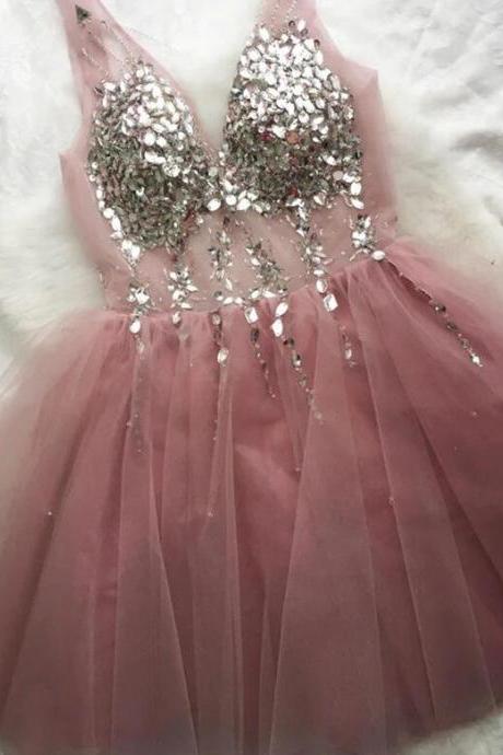 Tulle Party Dress,beaded Formal Dress, Homecoming Dress